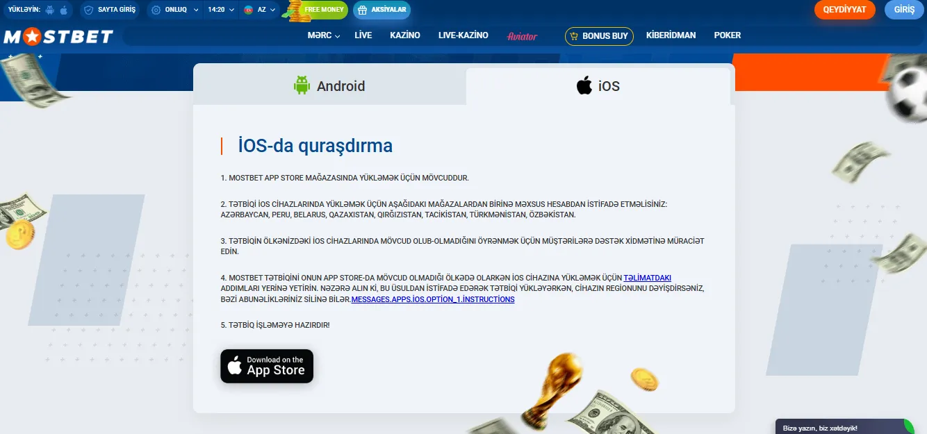 iOS üçün tələblər – Mostbet yukle prosesi